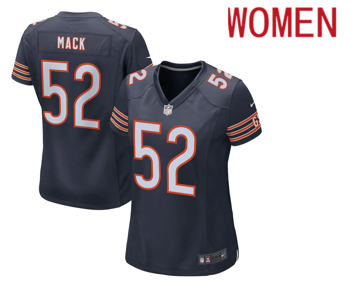 Women Chicago Bears #52 Khalil Mack Nike Navy Game Player NFL Jersey->women nfl jersey->Women Jersey